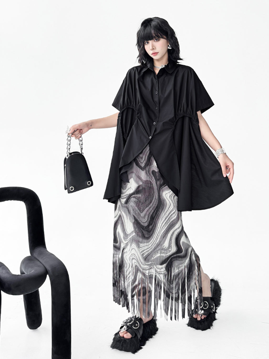 Fringe Marble Skirt 