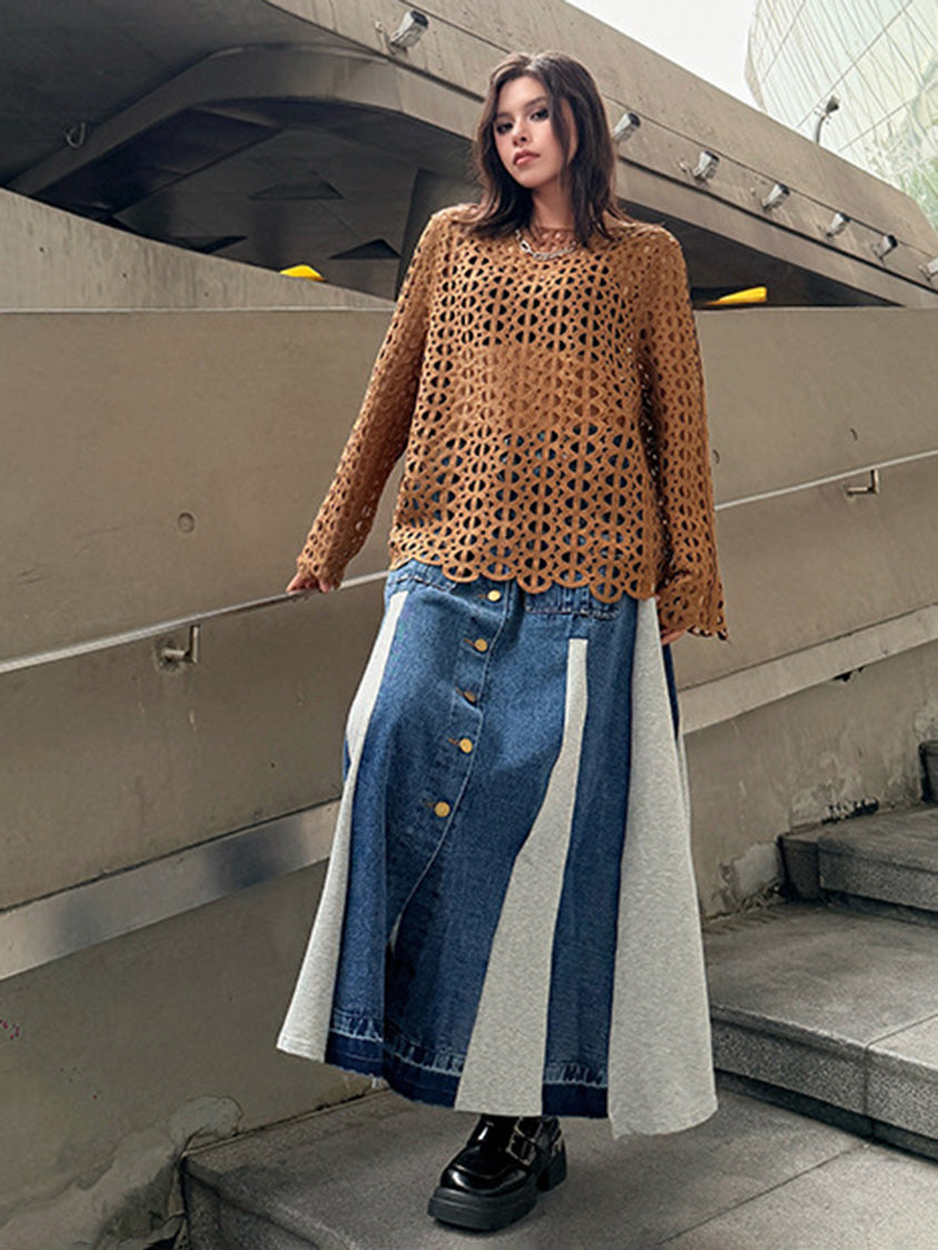 Mesh stitch top and skirt