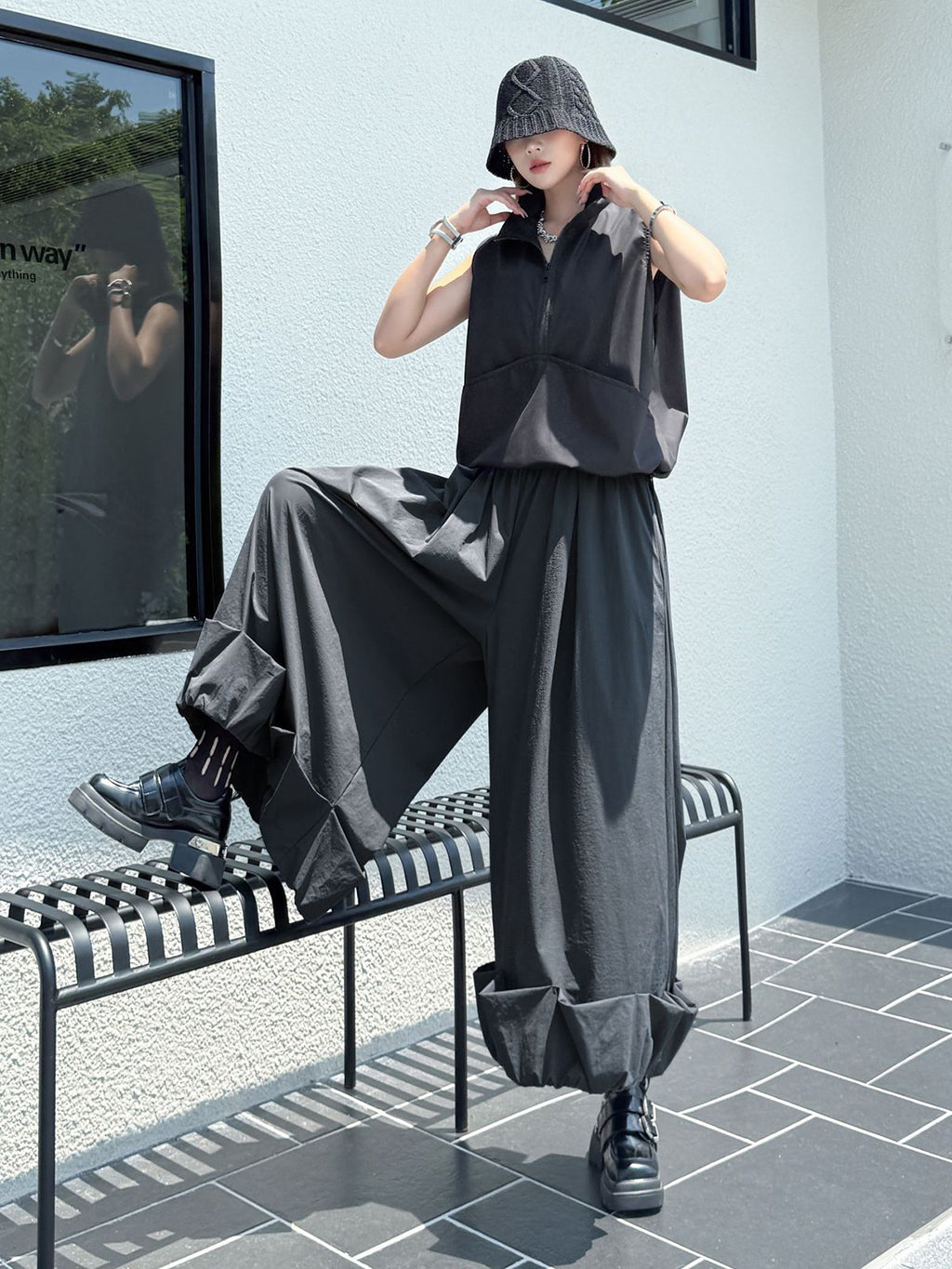 シャーリングカフワイドパンツ