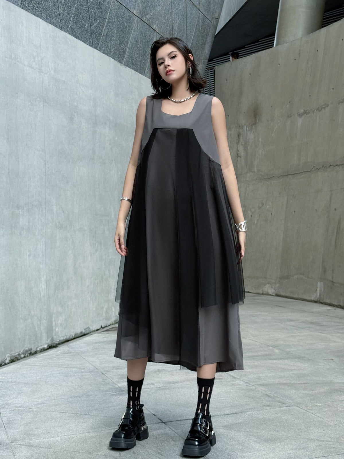 Black tulle layered dress 
