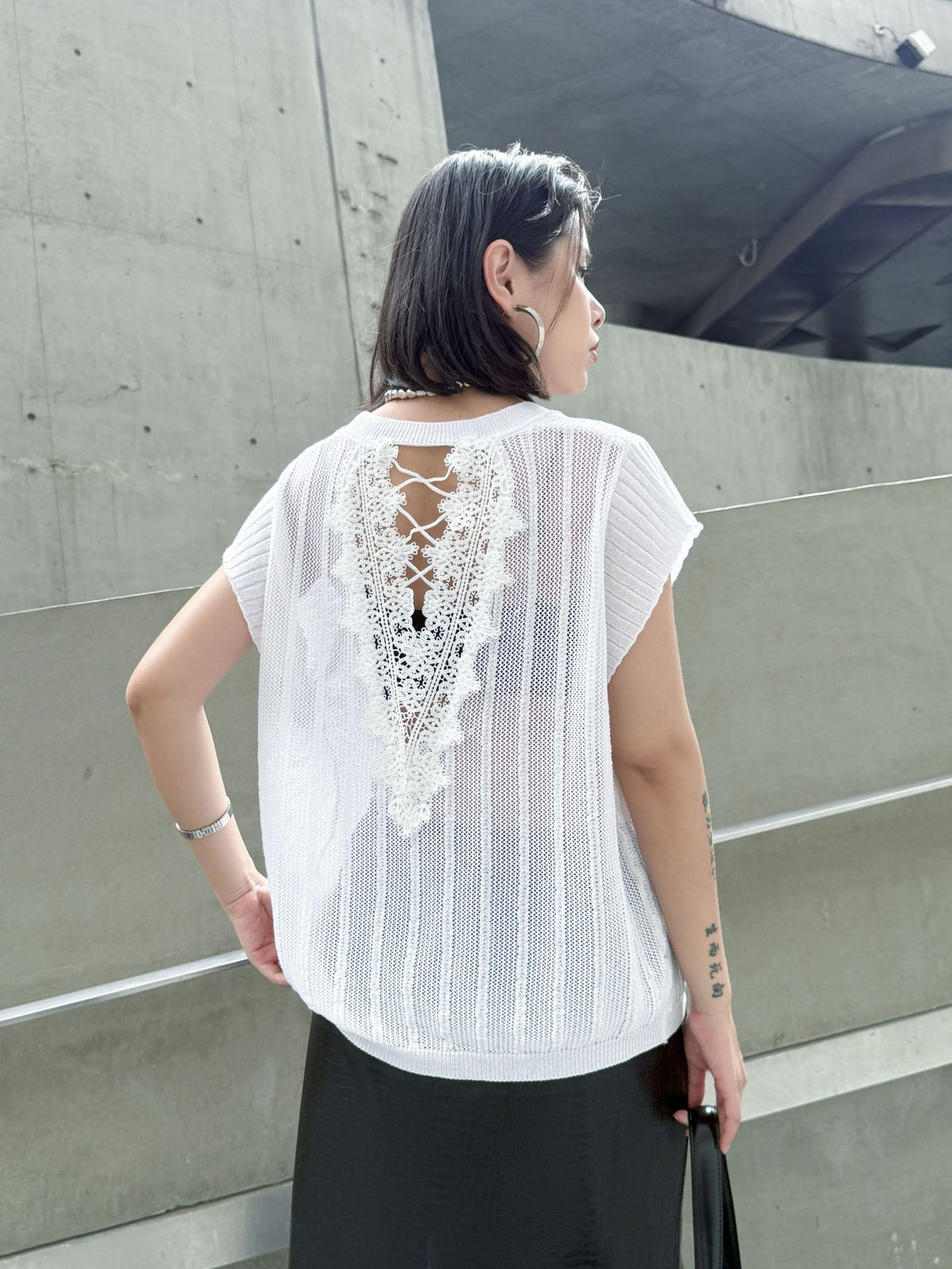 Back lace-up knit top 