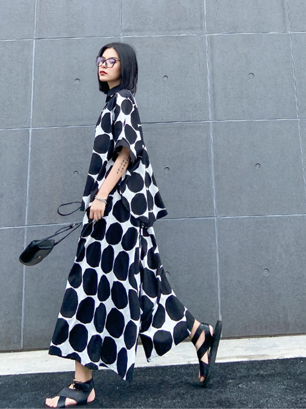 Dot block shirt and pants 