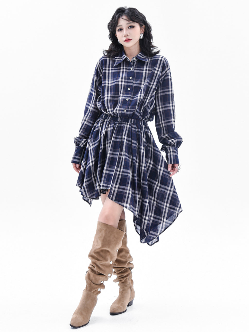 チェックシャツヘムドレス