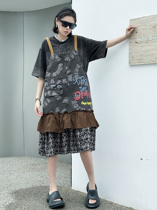 Scarf tie blouse and denim pants series 