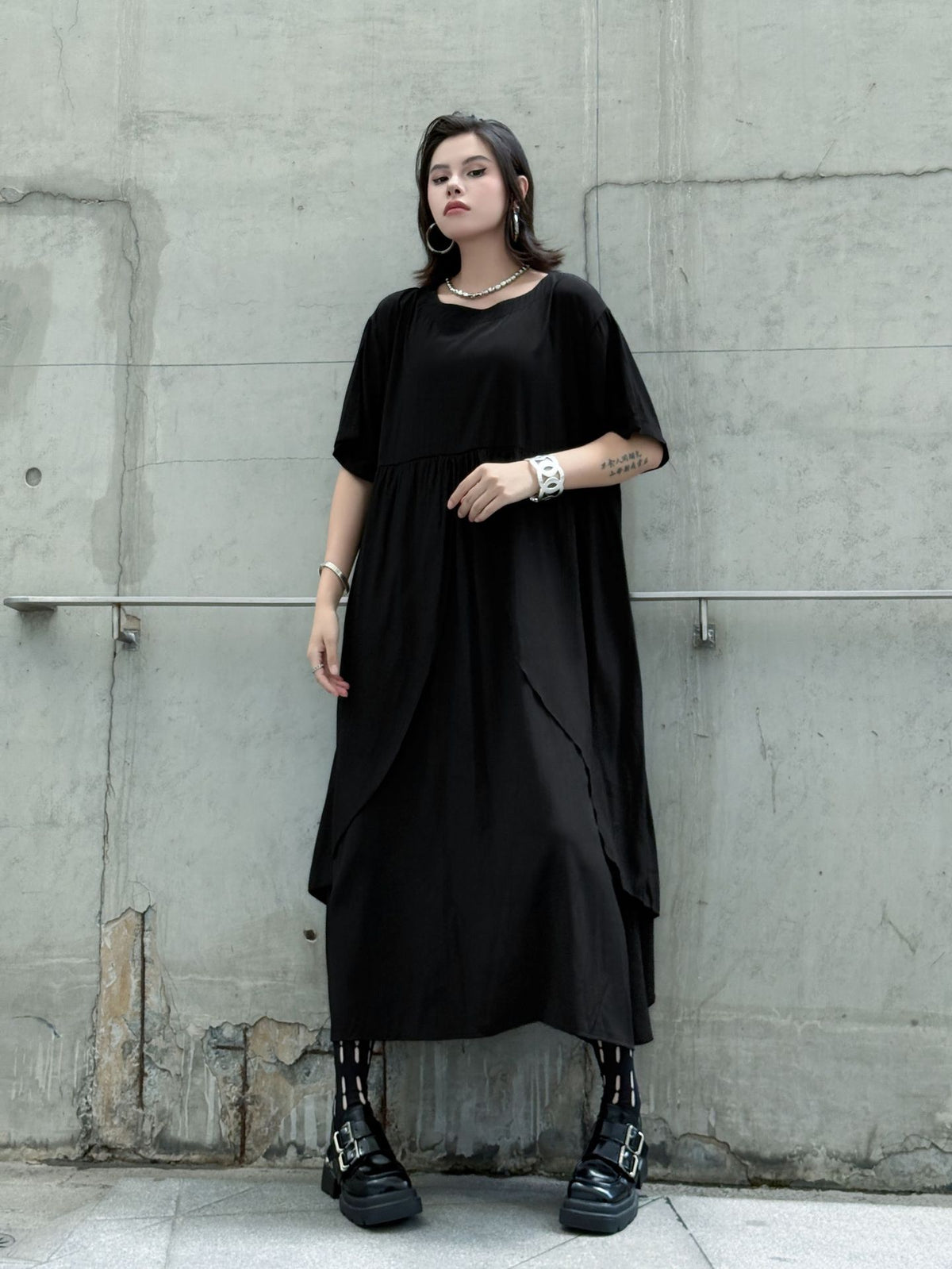 Front layered draped dress 