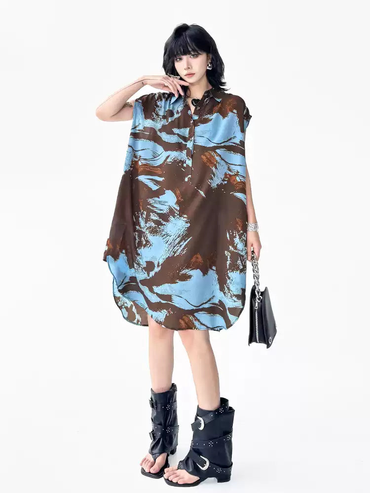 Brushed Art Color Shirt Dress 