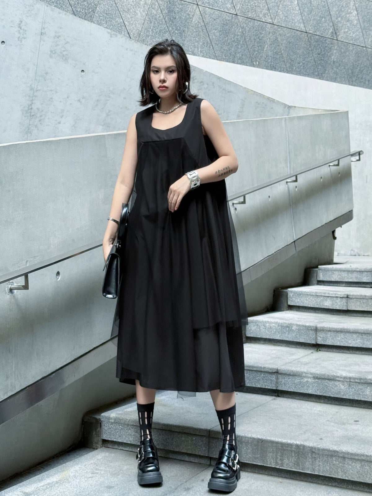 Black tulle layered dress 
