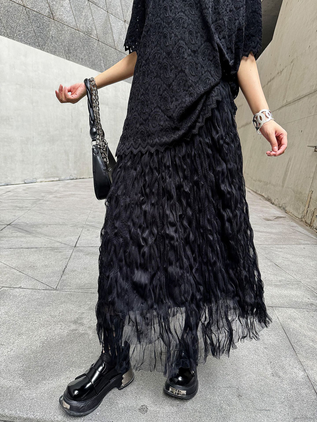 Scarf tie blouse and denim pants series 