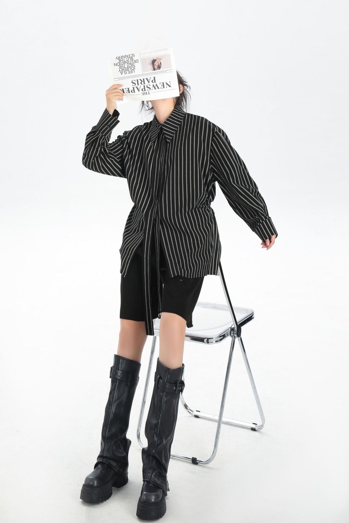 Scarf tie blouse and denim pants series 