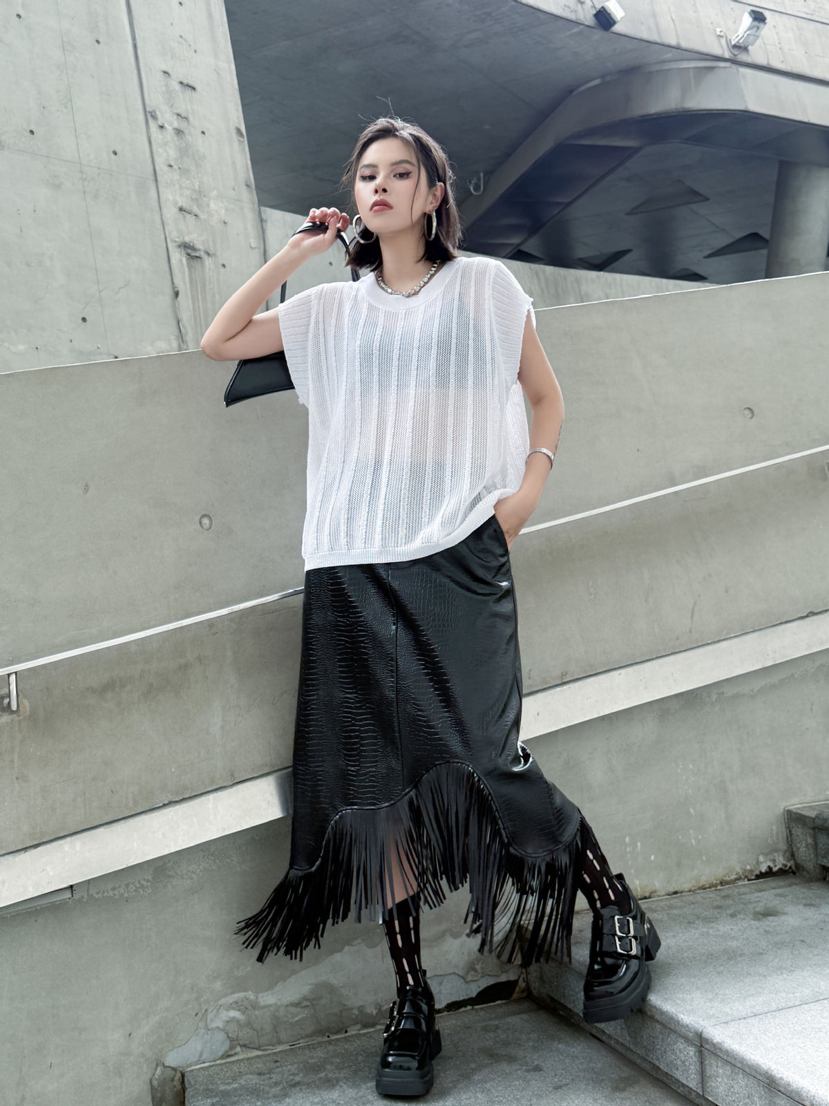 Back lace-up knit top 