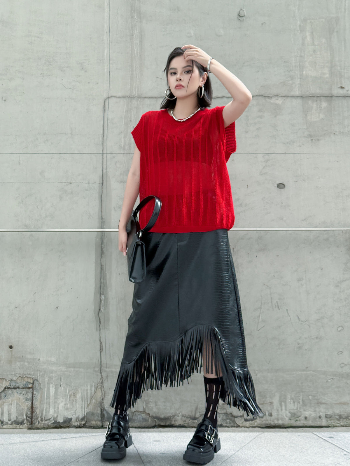 Back lace-up knit top 