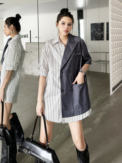 Half combination tailored shirt dress 