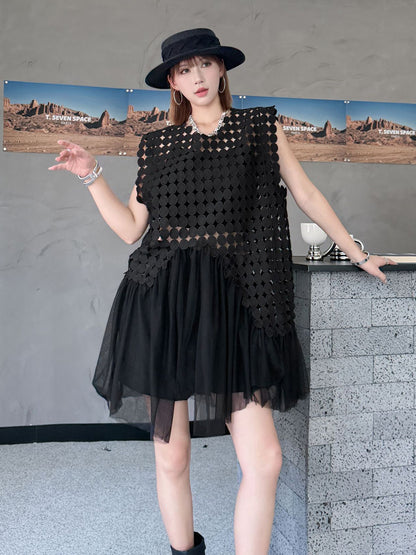 Hole Layered Tulle Dress 