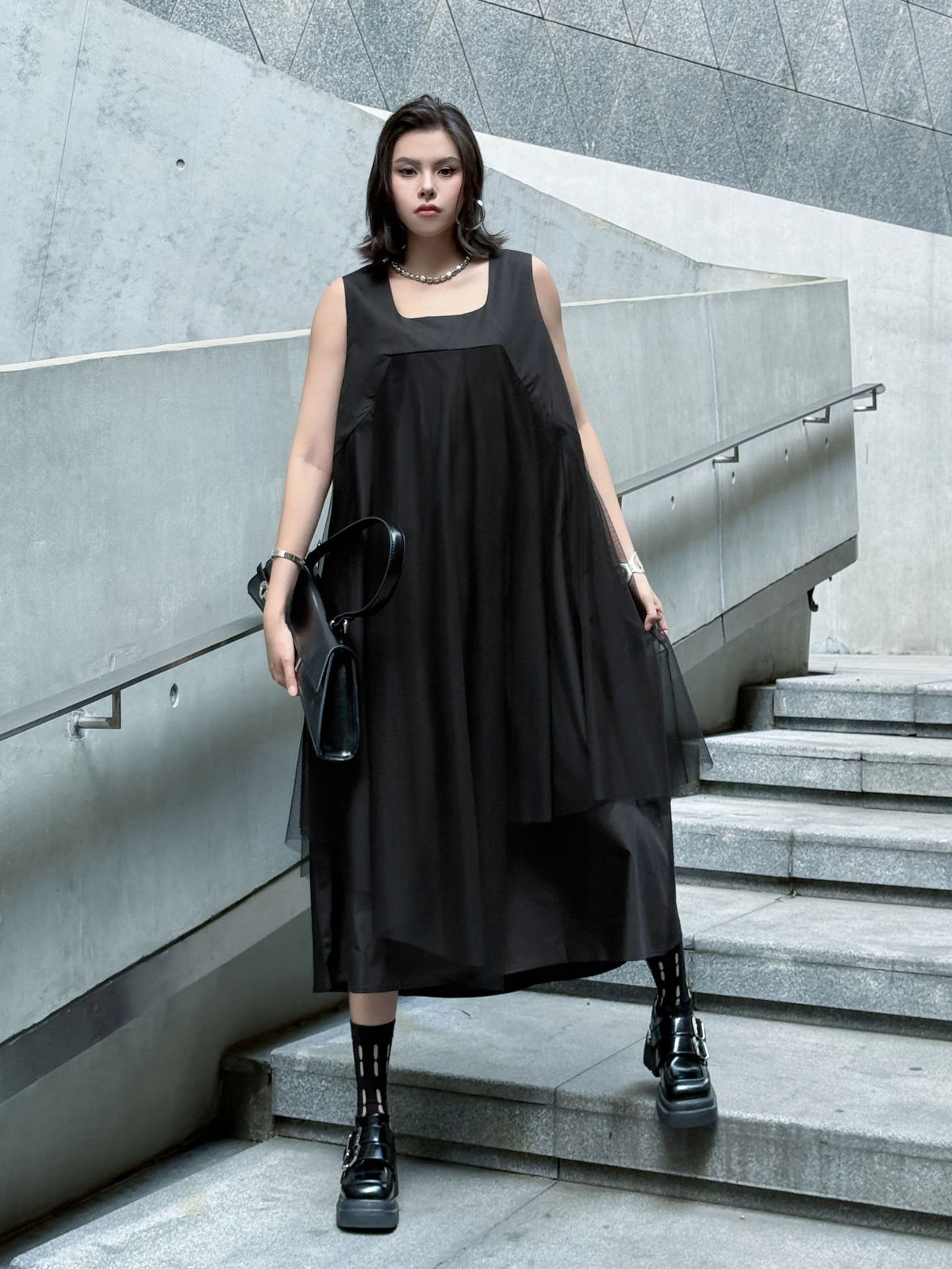 Black tulle layered dress 