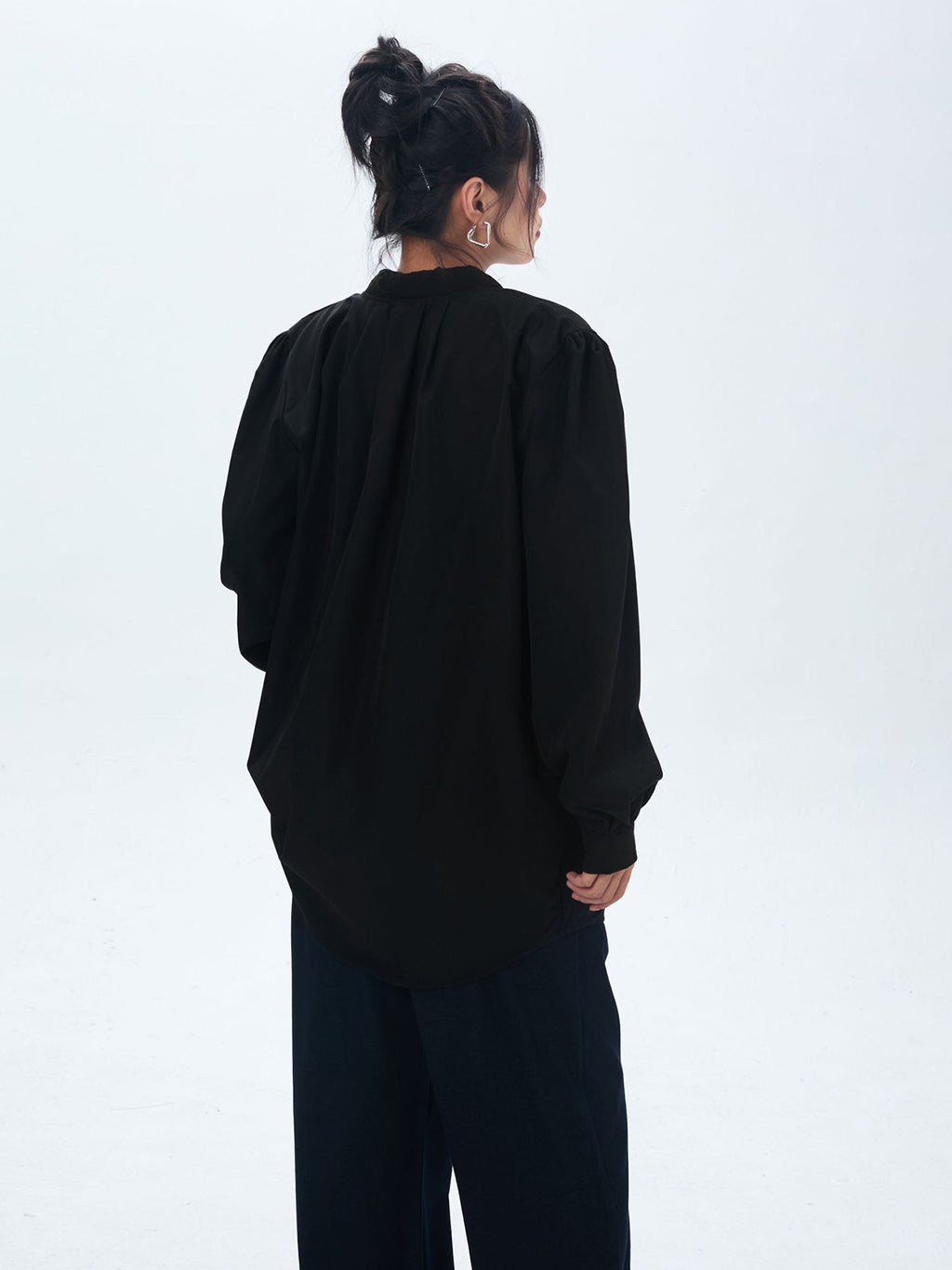 Scarf tie blouse and denim pants series 