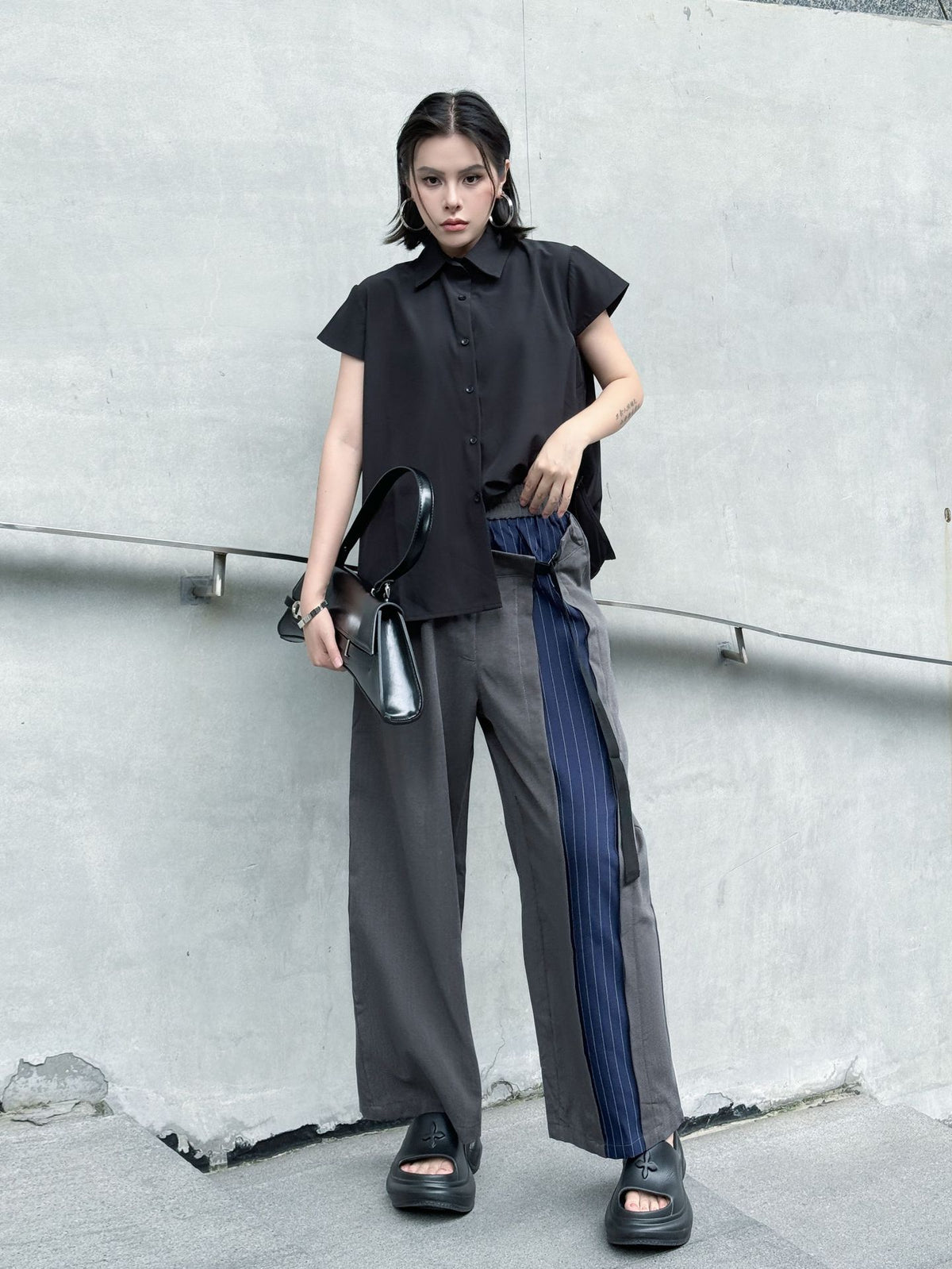Scarf tie blouse and denim pants series 