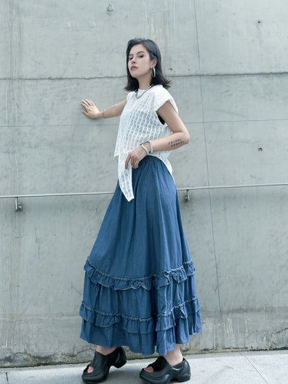 ラッフルカットデニムスカート