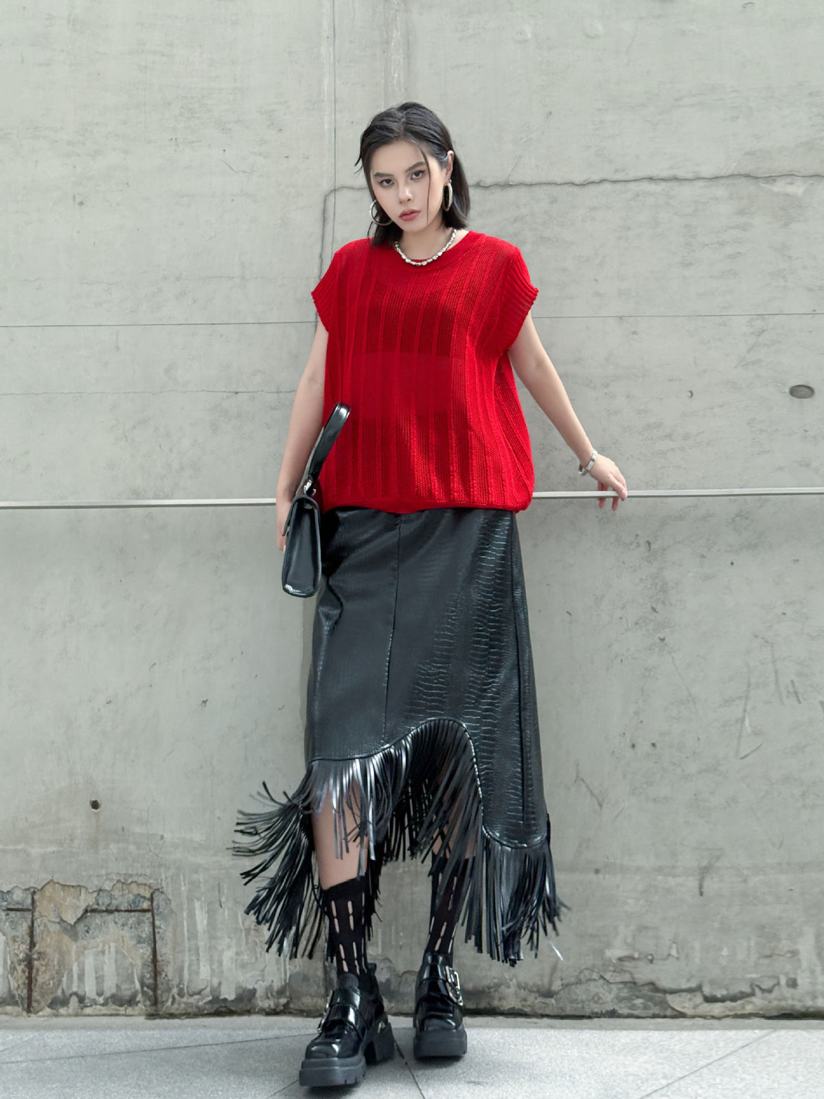 Back lace-up knit top 