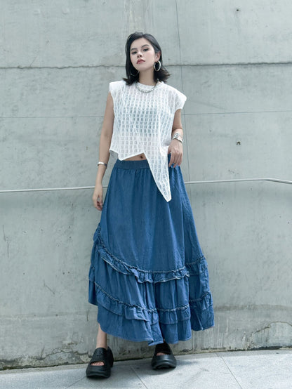 ラッフルカットデニムスカート