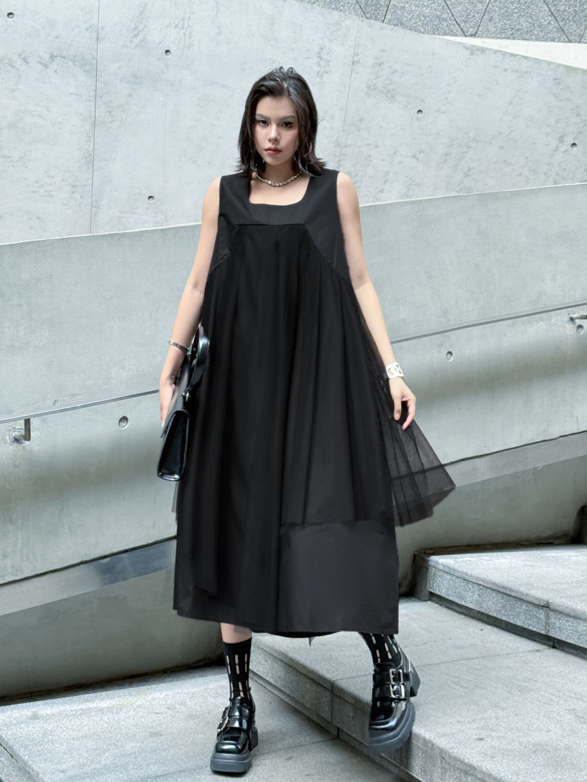 Black tulle layered dress 