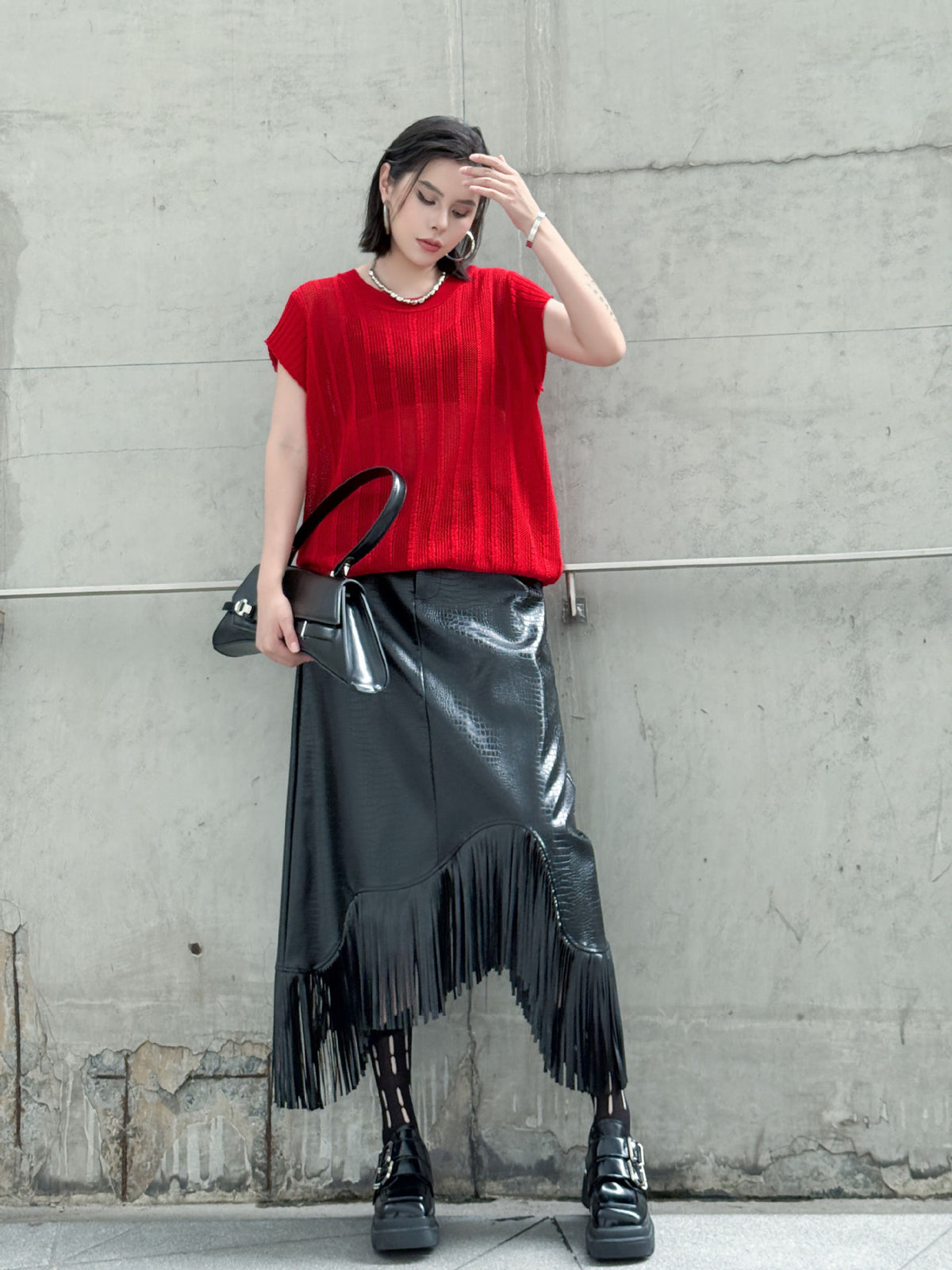 Back lace-up knit top 
