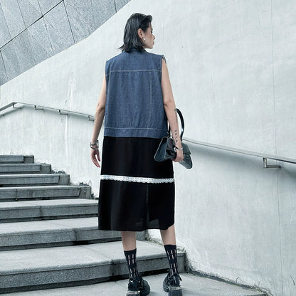Scarf tie blouse and denim pants series 