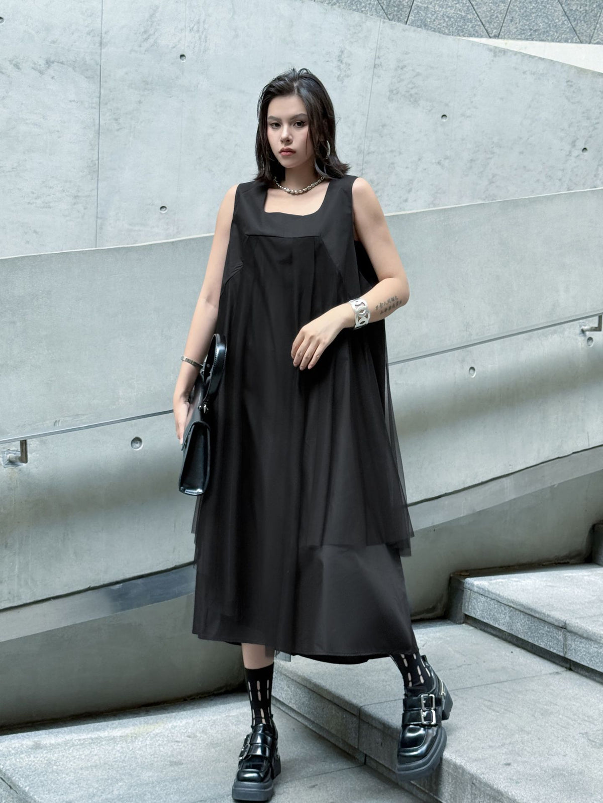 Black tulle layered dress 