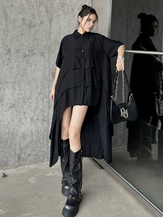 High-low hem shirt dress 