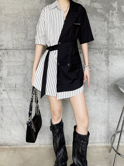 Half combination tailored shirt dress 