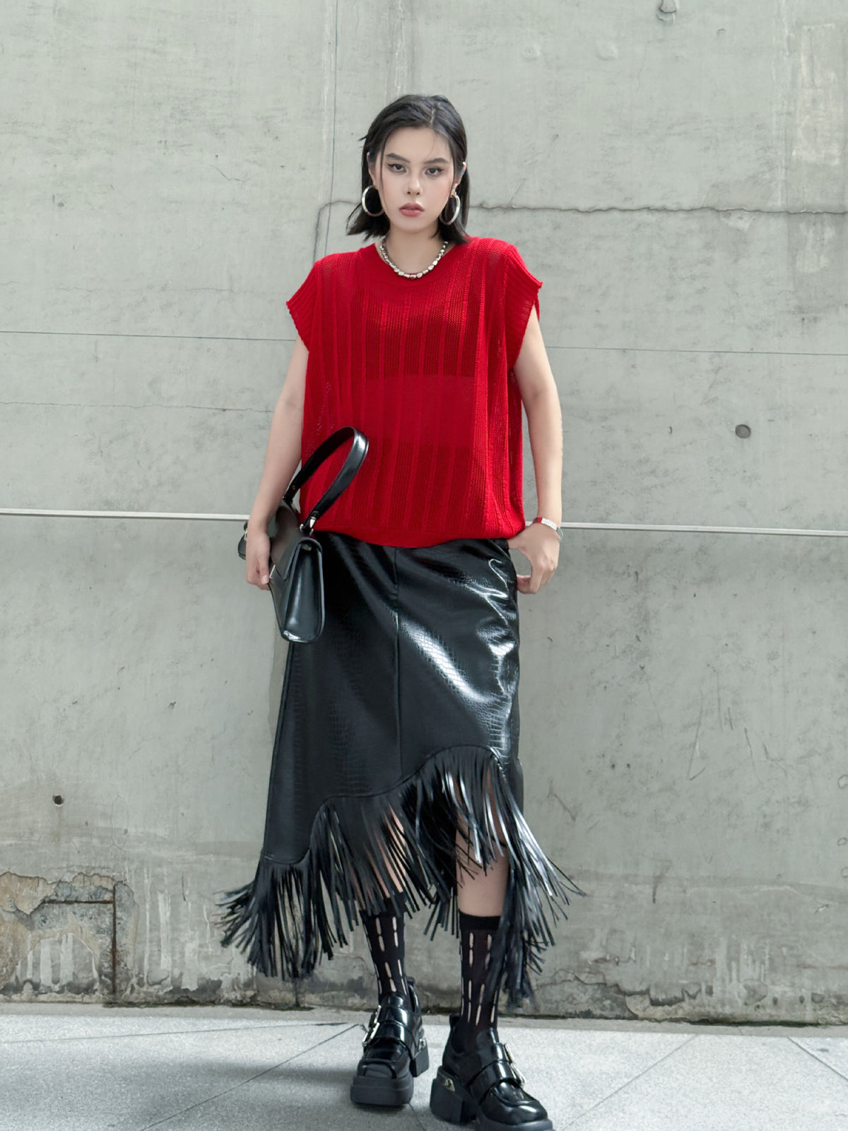 Back lace-up knit top 