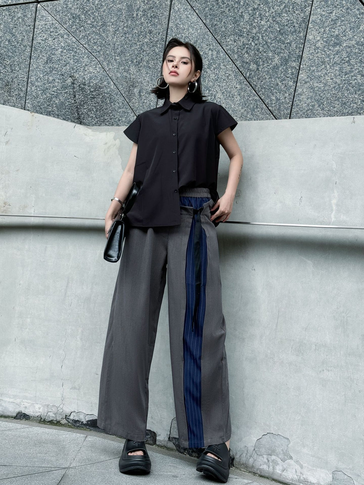 Scarf tie blouse and denim pants series 