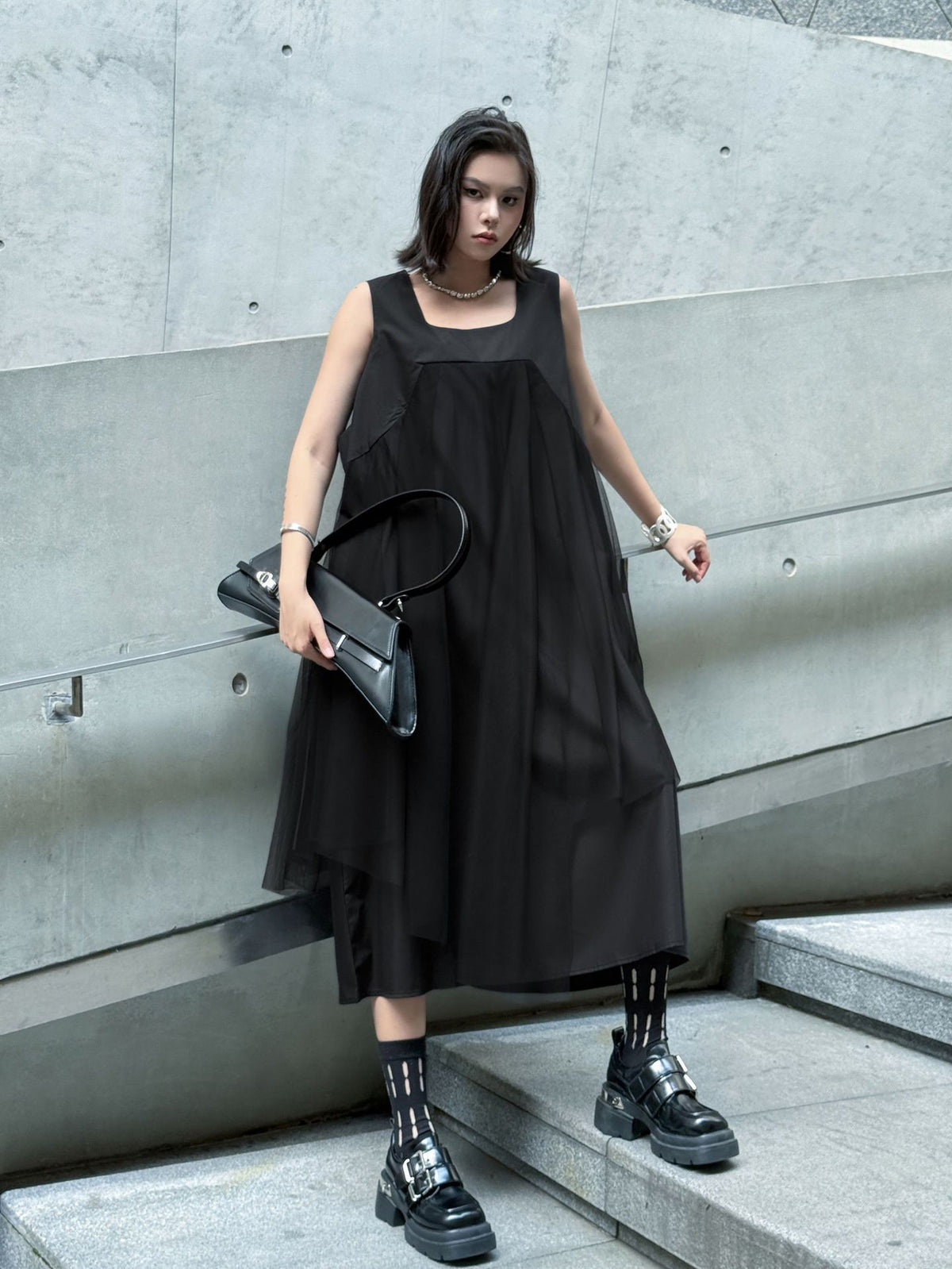 Black tulle layered dress 
