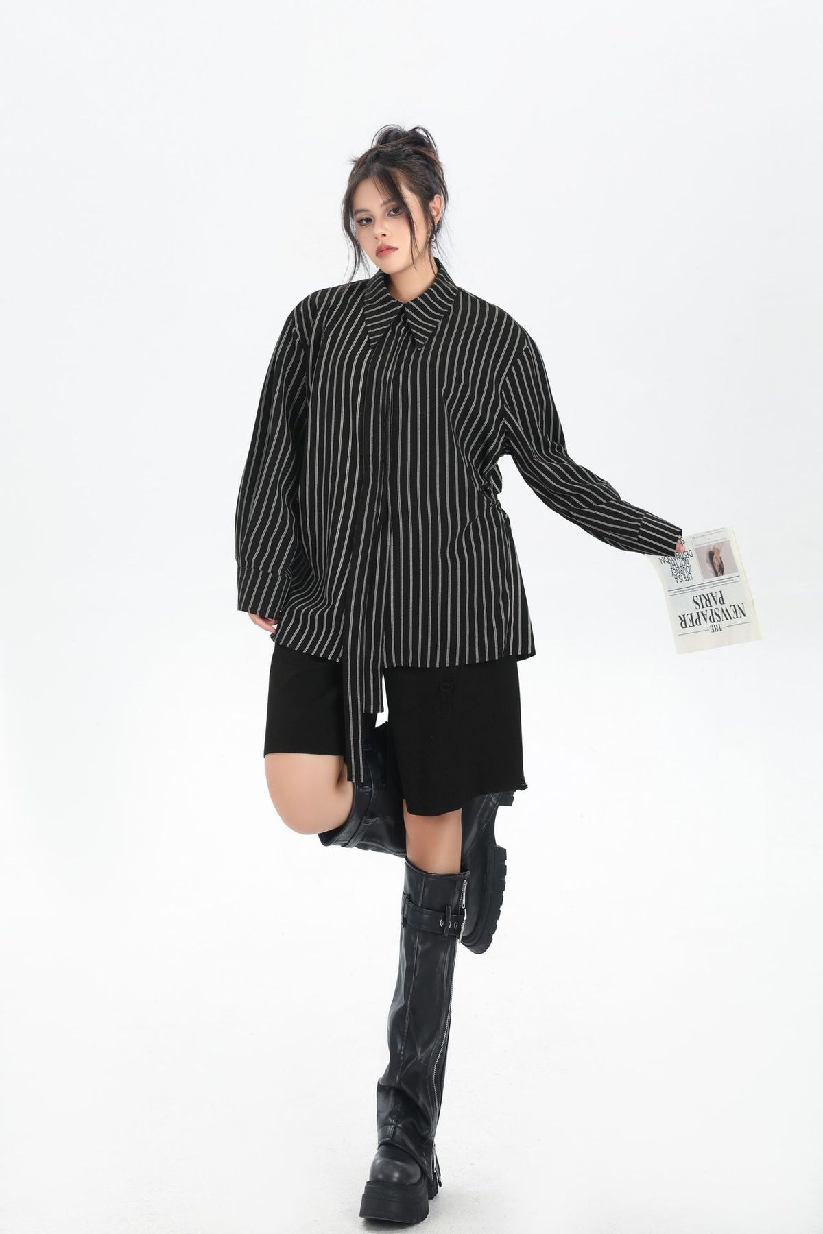 Scarf tie blouse and denim pants series 