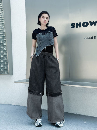 Scarf tie blouse and denim pants series 