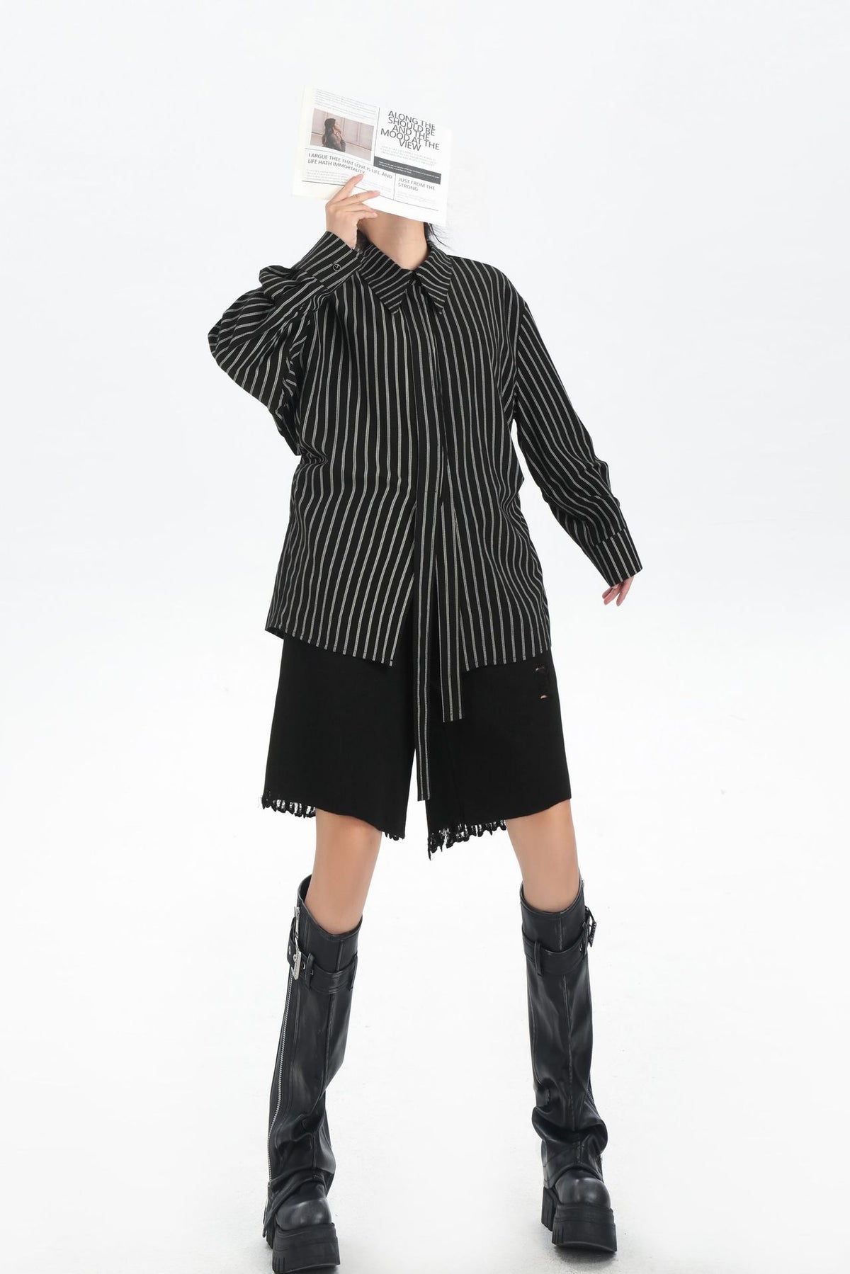 Scarf tie blouse and denim pants series 