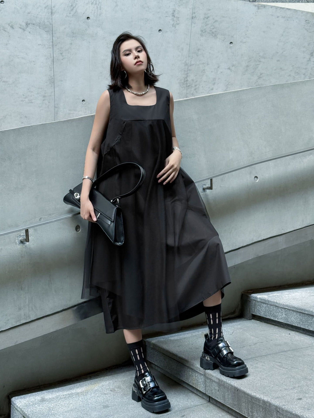 Black tulle layered dress 
