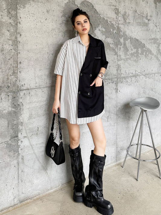 Half combination tailored shirt dress 