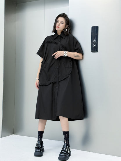 Round ruffle shirt dress 