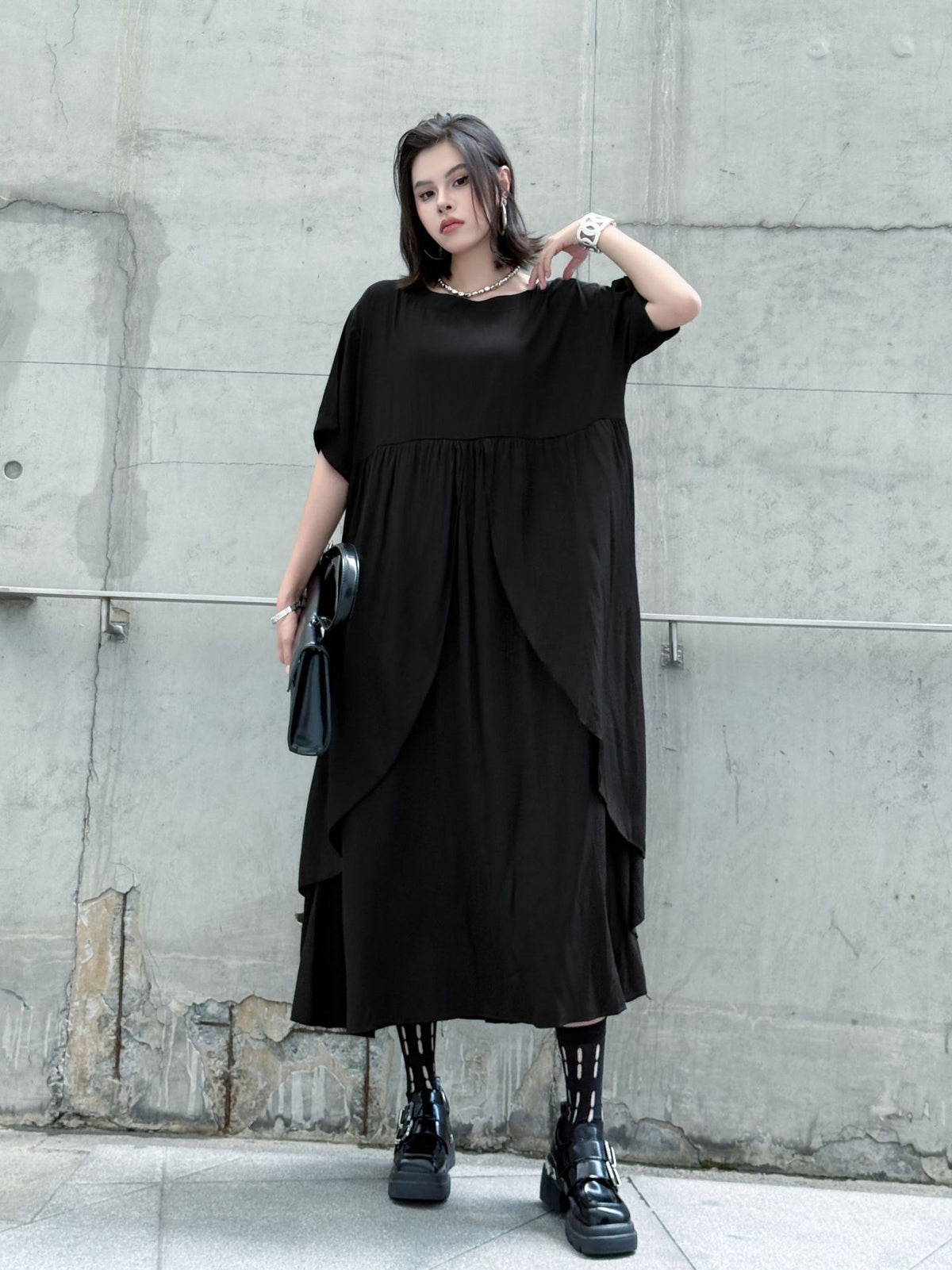 Front layered draped dress 