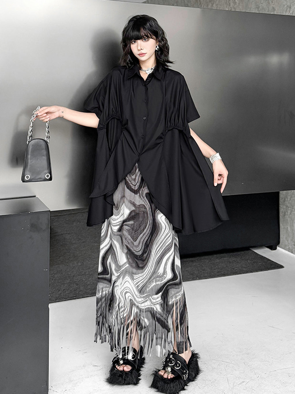 Fringe Marble Skirt 