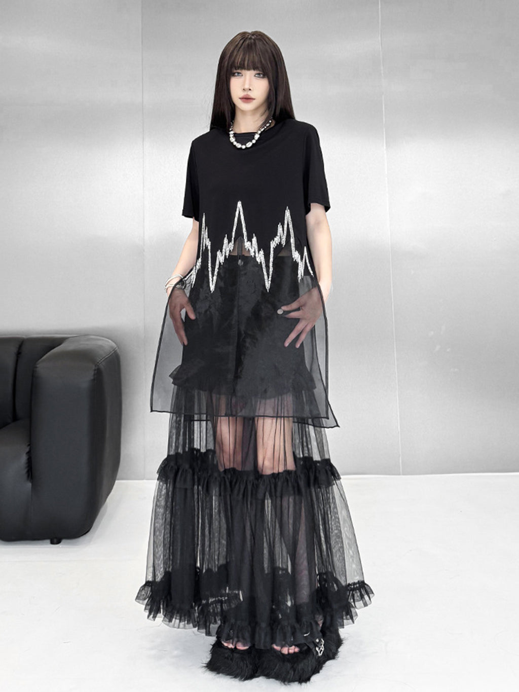 sheer graphic top 
