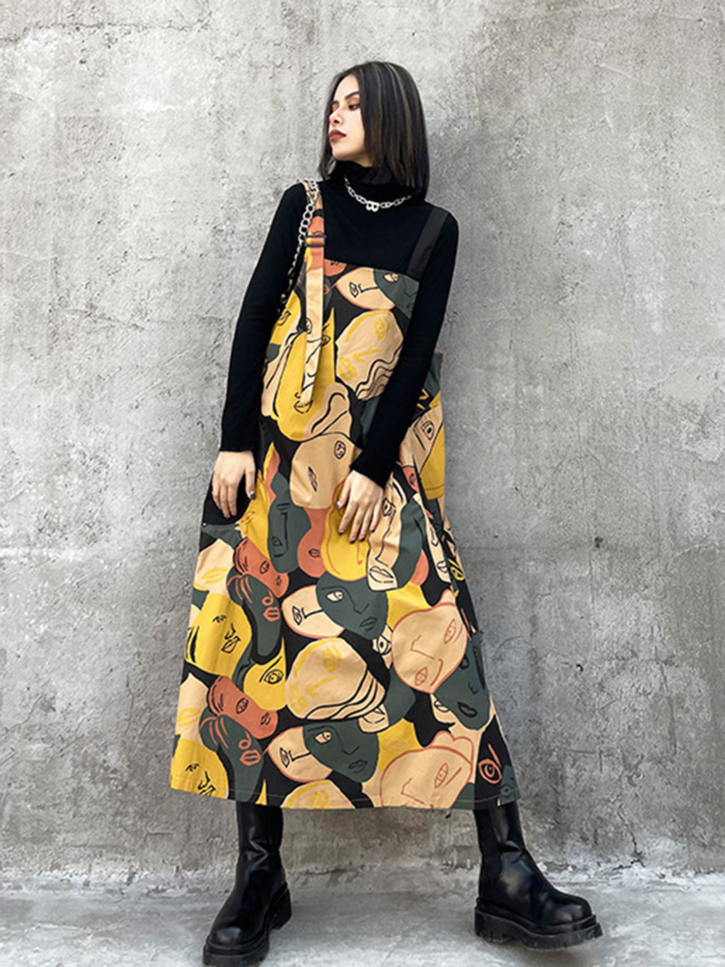 Graphic Art Suspender Dress 