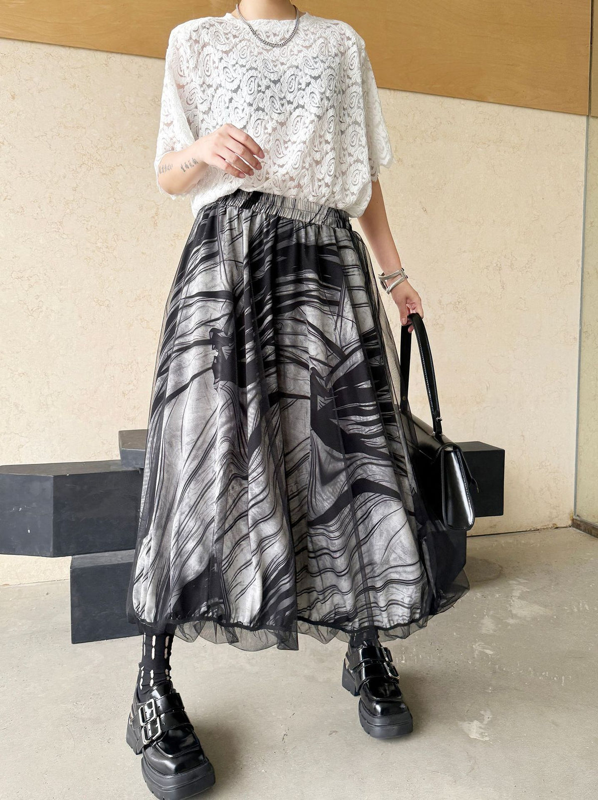 Scarf tie blouse and denim pants series 