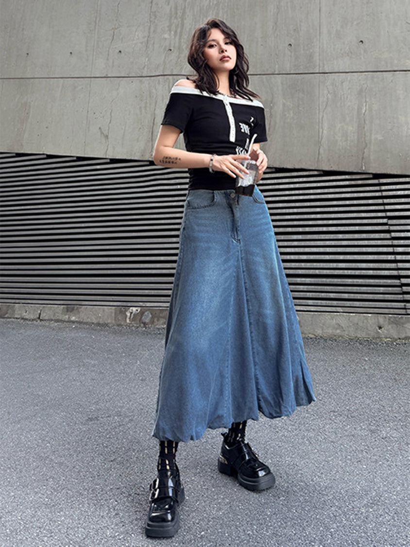 Mesh stitch top and skirt