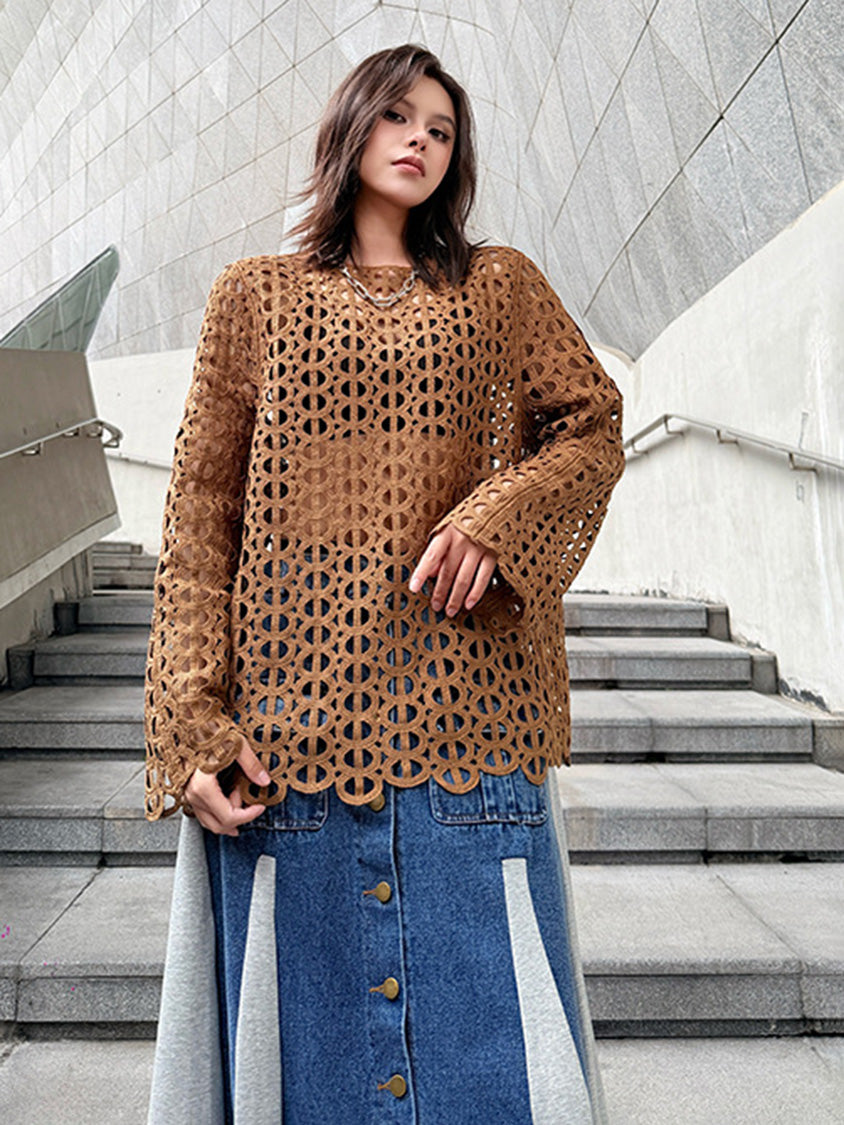 Mesh stitch top and skirt