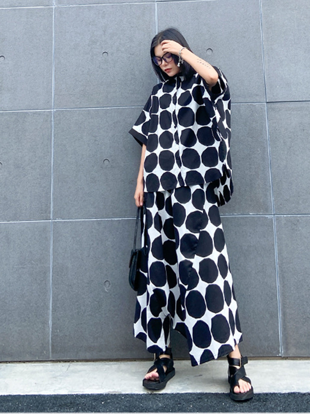 Dot block shirt and pants 
