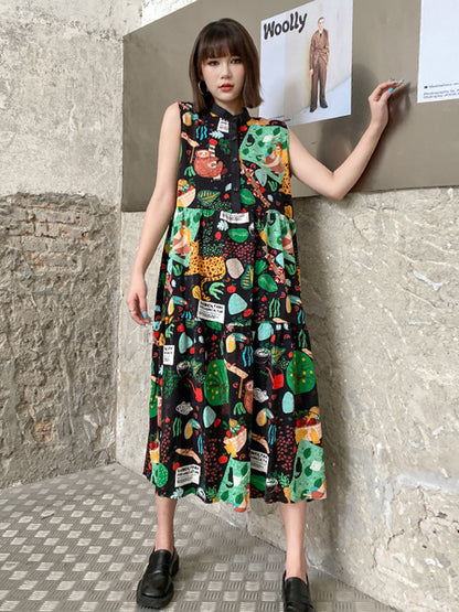 graphic sleeveless dress