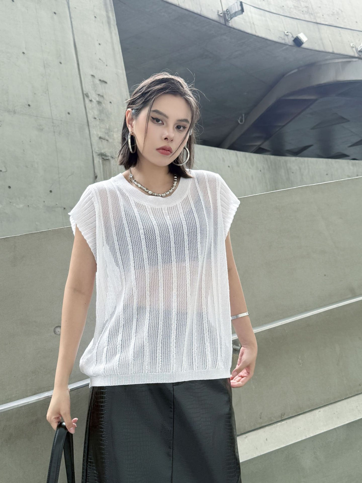 Back lace-up knit top 