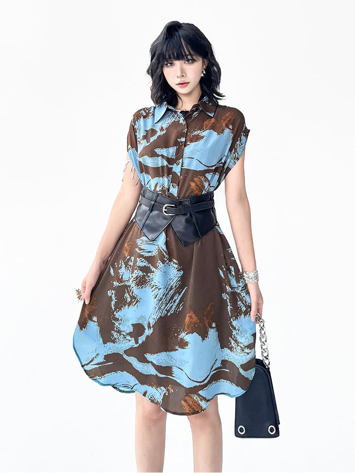 Brushed Art Color Shirt Dress 