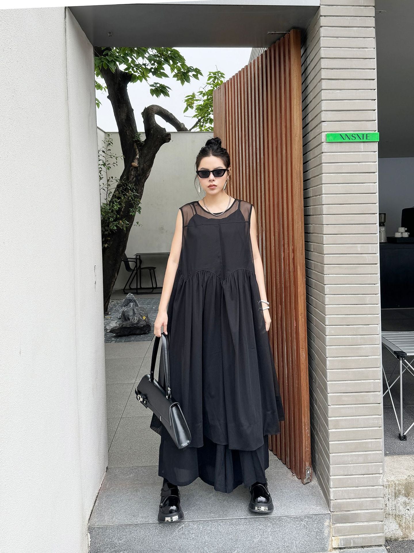 Sheer Black Layered Dress 